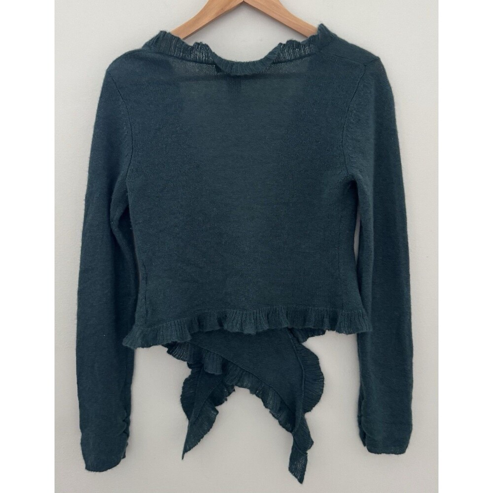 Vintage Laundry by Shelli Segal 100% Cashmere Ruffle Tie Front Wrap Cardigan~SM - Picture 10 of 13